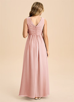 Azazie Skyla Junior Rosette A-Line Pleated Chiffon Dress image3