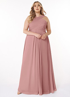 Azazie Kaleigh Bridesmaid Dresses Dusty Rose A-Line Pleated Chiffon Dress image7