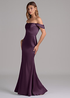 Azazie Miley Venta Final Vestido de Ciruela de Satén Elástico de Corte Sirena Convertible con Vestidos sin tirantes image4