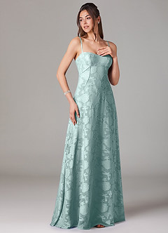 Azazie Valentine Bridesmaid Dresses Mist A-Line Sweetheart Neckline Floral Burnout Dress image3