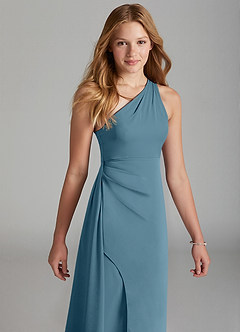 Azazie Maron Junior Robe Trapèze en Satin extensible Plissée Bermude image3