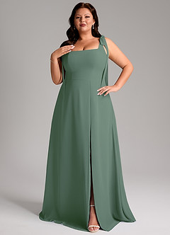 Azazie Debra Bridesmaid Dresses Eucalyptus A-Line with Pockets Chiffon Convertible Dress image10