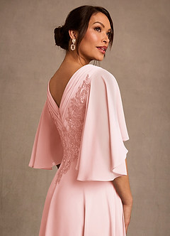 Azazie Tilda Mother of the Bride Dresses Blushing Pink A-Line Lace Chiffon Dress image4
