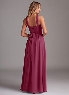 Azazie Dixie Bridesmaid Dresses Mulberry A-Line Halter Pleated Chiffon Dress image2