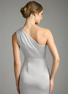 Azazie Emorie Brautjungfernkleider Etui One-Shoulder Stretch-Satin Kleid Silber image5