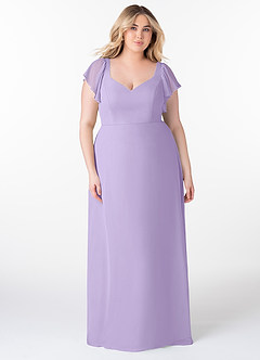 Azazie Syenna Brautjungfernkleider A-Linie Gestreift Chiffon Kleid Flieder image6