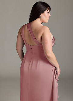 Azazie Maive Bridesmaid Dresses Dusty Rose Sheath Ruched Stretch Satin Dress image12