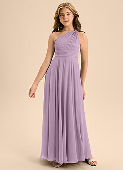 Azazie Charlize Junior Wisteria A-Line Pleated Chiffon Dress image3