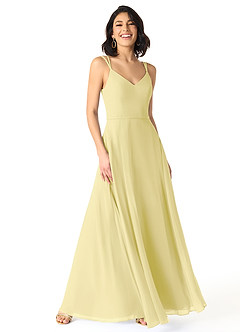 Azazie Janine Bridesmaid Dresses Lemon Sorbet A-Line V-Neck Chiffon Dress image1