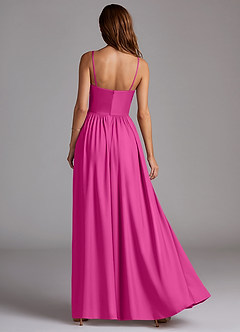 Azazie Calianna Bridesmaid Dresses Fuchsia A-Line Off the Shoulder Stretch Satin Convertible Dress image3