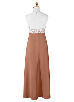 Azazie Rana Junior Bronzer A-Line Lace Chiffon Dress image6