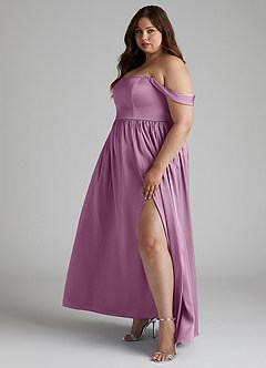 Azazie Morana Brautjungfernkleider Wandelbar A-Linie Schulterfrei Stretch-Satin Kleid Blauregen image13