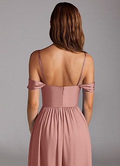 Azazie Calianna Bridesmaid Dresses Rosette A-Line Off the Shoulder Stretch Satin Convertible Dress image5