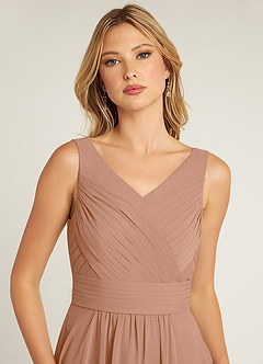 Azazie Pierrette Bridesmaid Dresses Champagne Rose A-Line Pleated Chiffon Dress image5