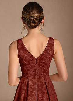 Azazie Fulton Mother of the Bride Dresses Terracotta A-Line Pleated Floral Burnout Dress image6
