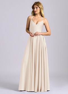 Azazie Truce Robes de demoiselle d'honneur Robe Trapèze en Satin extensible Albâtre Blanc image4