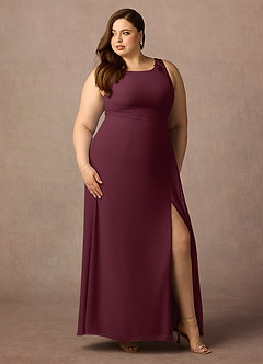 Azazie Galvan vestidos de madre de la novia Vestido de Cabernet de Gasa de Corte En A con Lentejuela image10