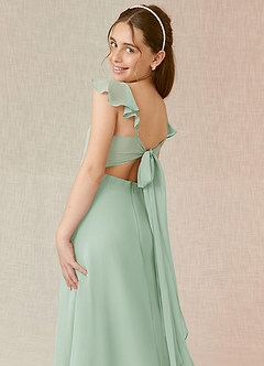 Azazie Everett Junior Agave A-Line Chiffon Dress image7