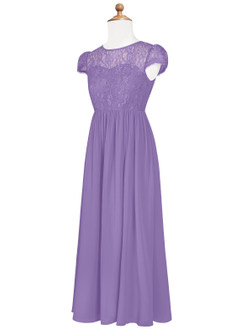 Azazie Delevingne A-Line Lace Chiffon Floor-Length Junior Bridesmaid Dress image8