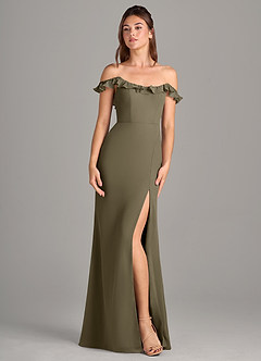 Azazie Callie Abiti da Damigella Abito Convertibile Sirena in Chiffon Spacco Laterale Willow Green image7
