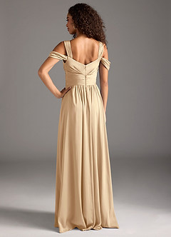 Azazie Lianne Jurken voor bruidsmeisjes Jurk van Stretch Satijn met A-Lijn Off the Shoulder Champagne image5