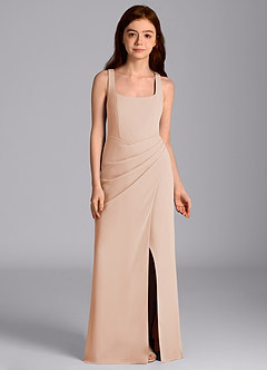 Azazie Mero Junior English Rose Mermaid Pleated Chiffon Dress image6