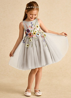 Azazie Prima Flower Girl Klänningar Klänning A-Line i Tyll Rosett image3