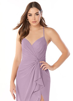 Azazie Aribella Bridesmaid Dresses Wisteria Sheath Ruched Chiffon Dress image5