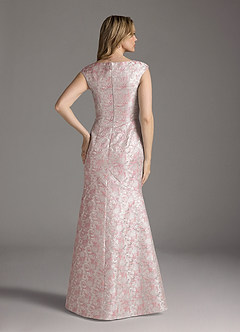 Azazie Elanor Abiti per la Madre della Sposa Abito Sirena in Jacquard 1 Plissettato Rosa Polverosa image8