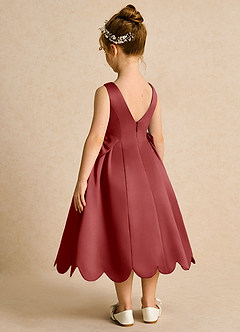 Azazie Macaroon Flower Girl Dresses Rust Ball-Gown Bow Matte Satin Dress image3