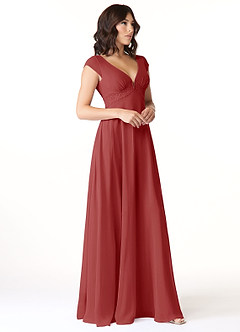 Azazie Mckinley Bridesmaid Dresses A-Line Lace Chiffon Floor-Length Dress image3