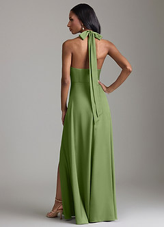 Azazie Tracie Bridesmaid Dresses Juniper A-Line Side Slit Stretch Satin Dress image2