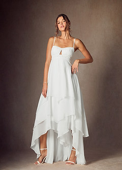 Azazie Lila Wedding Dresses Diamond White A-Line Sweetheart Neckline Chiffon Dress image6