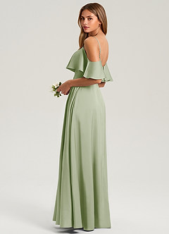 Azazie Jean Bridesmaid Dresses Dusty Sage A-Line Off the Shoulder Stretch Satin Dress image4