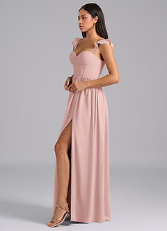 Azazie Denisse Suknie dla druhen Linia A Marszczony Szyfon Do ziemi Sukienka image3