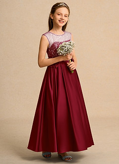 Azazie Candy Girl Flower Girl Klänningar Klä Balklänning i Matt satäng Rosett image5