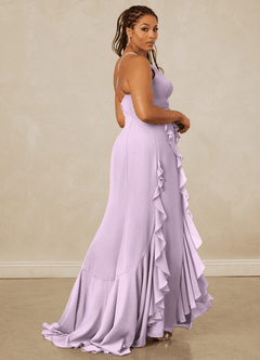 Christian Siriano Bridal for Azazie 1006 Bridesmaid Dresses Frosted Lilac Mermaid Ruched Chiffon Dress image9