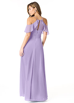Azazie Dakota Bridesmaid Dresses Lilac A-Line V-Neck Pleated Chiffon Dress image2
