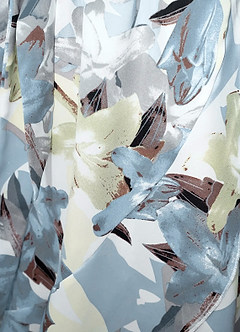 Robe Bleu Clair Longueur Midi Froncée à Imprimé Floral et Licou image6