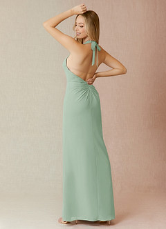 Azazie Yessi Bridesmaid Dresses Agave Sheath Pleated Chiffon Dress image2