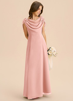 Azazie Lambie Junior Rosette A-Line Pleated Chiffon Dress image5