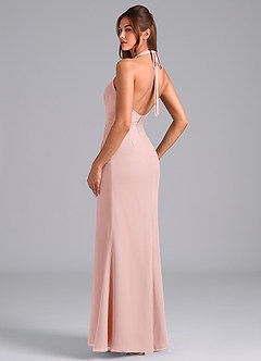 Azazie Valerie Vestidos de damas de honor Vestido de Rosa Empolvado de Gasa de Corte Sirena con Plisado image5