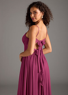 Azazie Zeya Bridesmaid Dresses Mulberry A-Line Pleated Mesh Dress image6