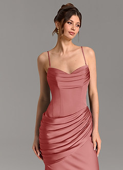Azazie Zorah Bridesmaid Dresses Antique Rose Mermaid Corset Stretch Satin Convertible Dress image7