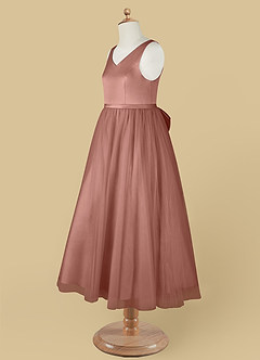 Azazie Marybell Flower Girl Dresses Cedar Rose A-Line Bow Tulle Dress image11