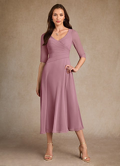 Azazie Durant Moeder van de bruid jurken A-Lijn Jurk van Chiffon Geplooid Vintage Mauve image4