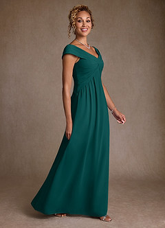 Azazie Myrtle Mother of the Bride Dresses Peacock A-Line Pleated Chiffon Dress image3