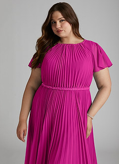 Azazie Kara Modest Bridesmaid Dresses A-Line Pleated Chiffon Floor-Length Dress image6