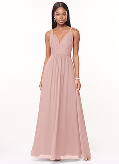 Azazie Maren Brudtärnklänningar Klä av A-Linje i Chiffong Plisserad Puderrosa image1