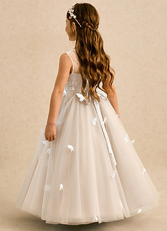 Azazie Mariposa Robe Demoiselle D'honneur Fillette Robe Princesse en Tulle Dentelle Albâtre Blanc image5